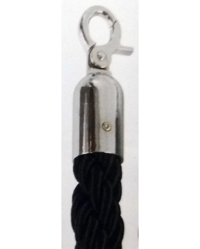 Cordón trenzado negro 1,50 MT. casquillos cromados Cordón trenzado negro 1,50 MT. casquillos cromados