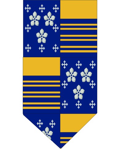Bandera Medieval Cruces Flores y Barras Amarillas.
