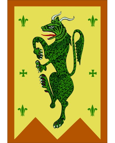 Bandera Medieval Demonio Verde